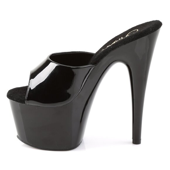 Black Patent Platform Mules: High Heel Open Toe Slides for Women - Picture 1 of 5